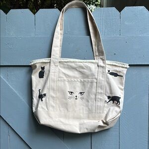 Cat-Themed Canvas Tote Bag